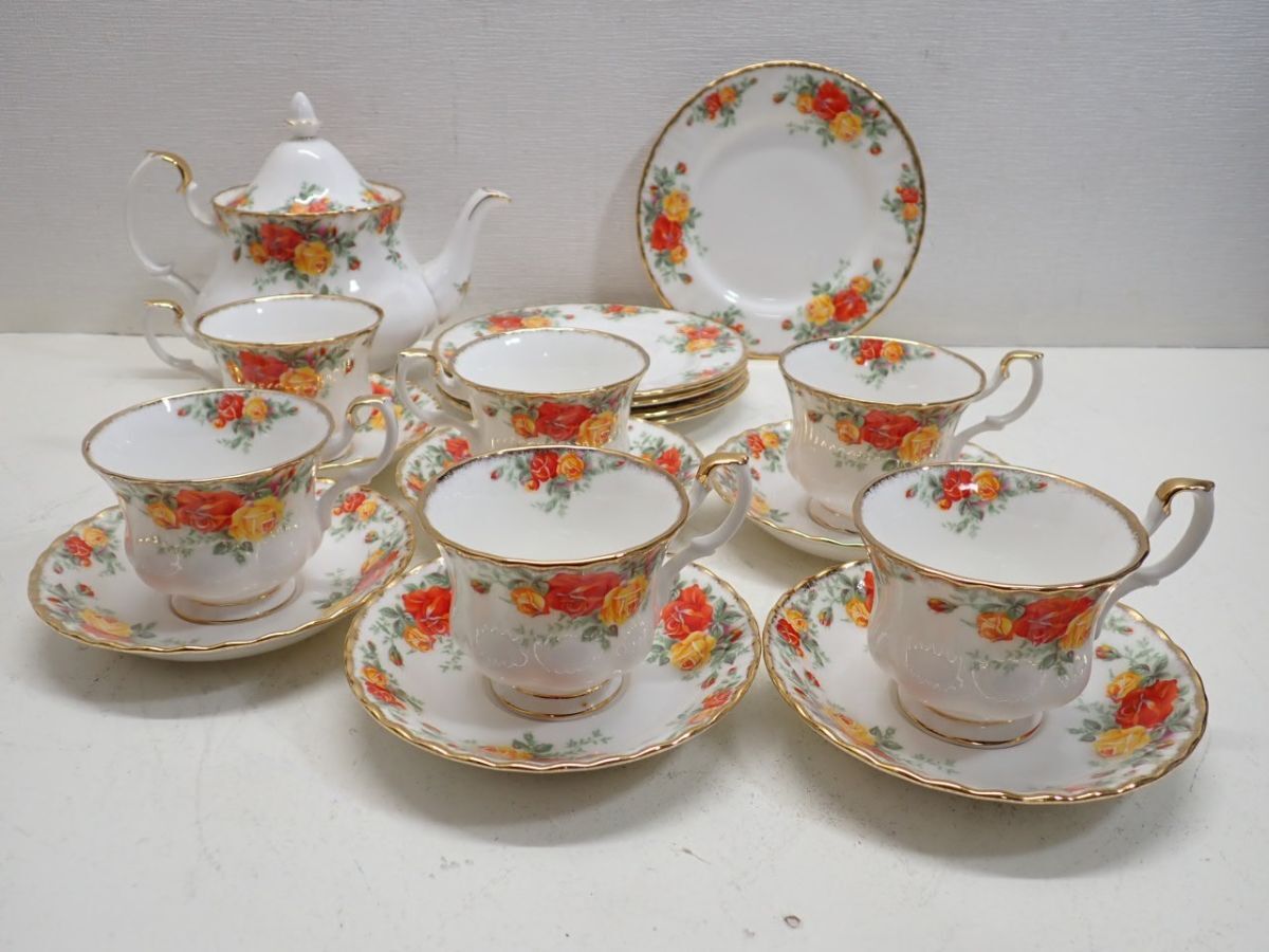 ROYAL ALBERT ロイヤルアルバート Pacific Rose カップ&ソーサー6客 ポット 他 良品